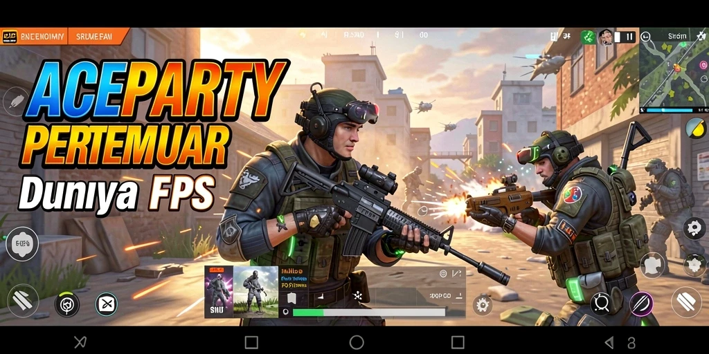 Screenshot utama ACEPARTY menampilkan aksi pertempuran yang intens dalam gameplay FPS.