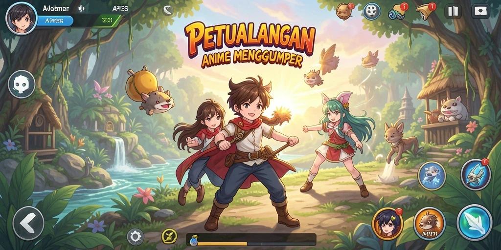 Screenshot menunjukkan aksi seru dalam gameplay Anime API33.