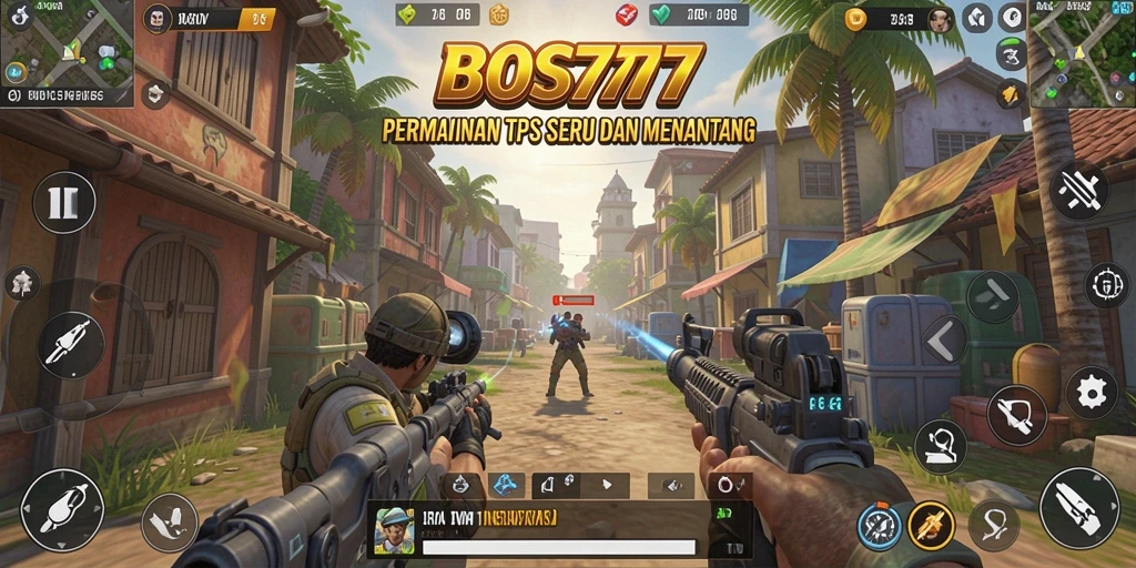 Screenshot gameplay BOS777 menampilkan aksi tembak-tembakan intens.