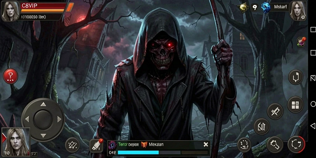 Screenshot gameplay C8VIP menampilkan suasana Horror yang menegangkan dan mencekam.