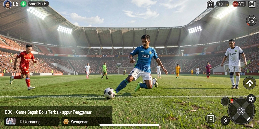 Tangkapan layar D06 menampilkan aksi pertandingan sepak bola yang seru.