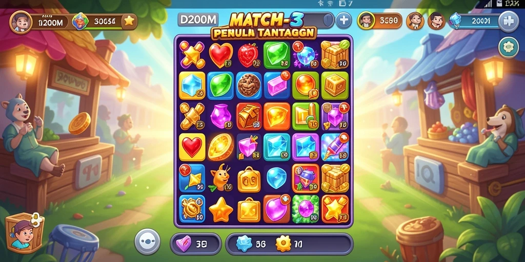 Tampilan gameplay D200M yang seru dalam genre Match-3.