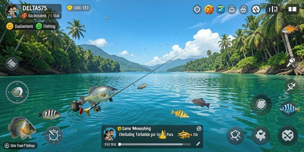 Menampilkan aksi seru dalam gameplay memancing di DELTA575.