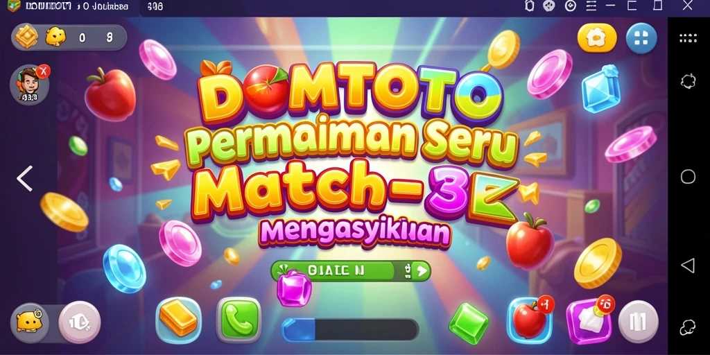 Tangkapan layar <strong>DOMTOTO</strong> menampilkan gameplay seru dalam gaya Match-3.
