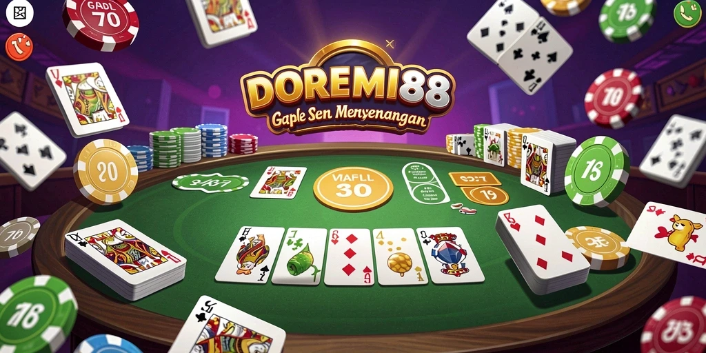 Tampilan gameplay Gaple yang seru dan menarik di DOREMI88.