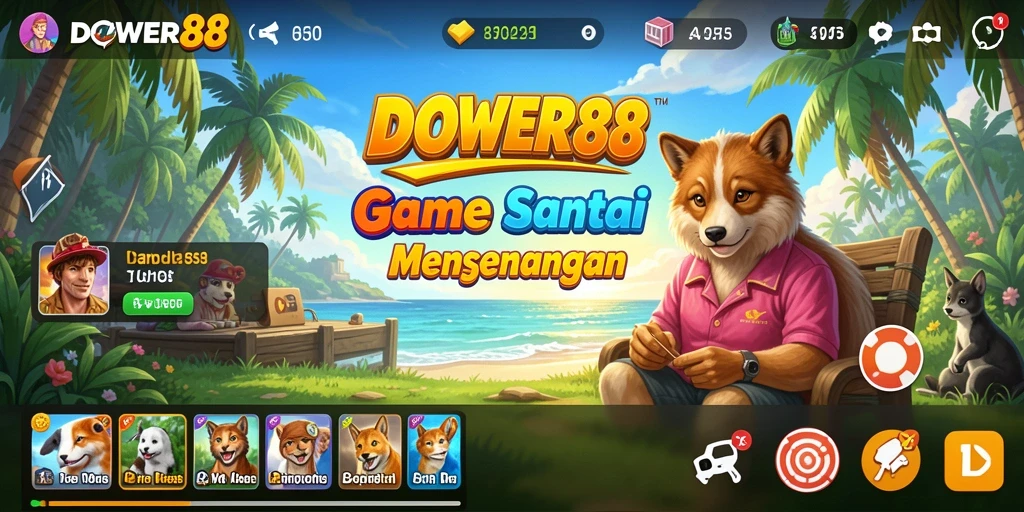 Tampilan gameplay DOWER88 yang ceria dan menghibur.