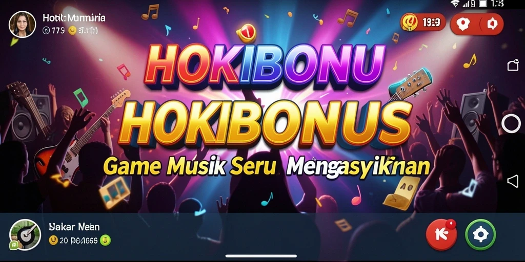 Tampilan gameplay HOKIBONUS dengan berbagai pilihan lagu dan mode permainan.