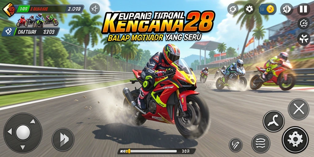 Screenshot KENCANA28 menampilkan momen balap motor yang penuh aksi.