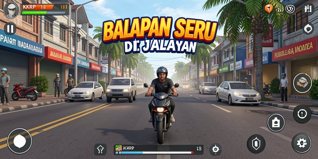 Gameplay intens balapan mobil di KKRP.