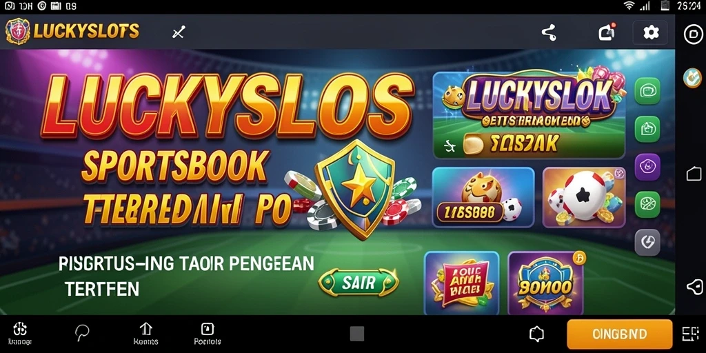 Screenshot utama LUCKYSLOTS menampilkan antarmuka sportsbook yang dinamis dan interaktif.