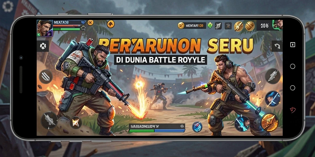 Screenshot gameplay MENTARI138 menampilkan aksi seru dalam pertandingan Battle Royale.