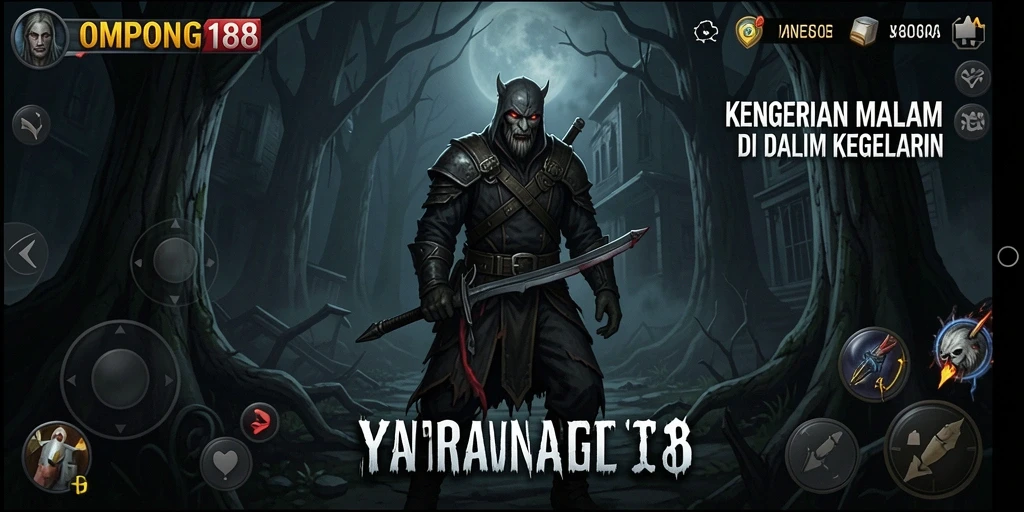 Screenshot OMPONG188 menunjukkan suasana mencekam dari gameplay horor.