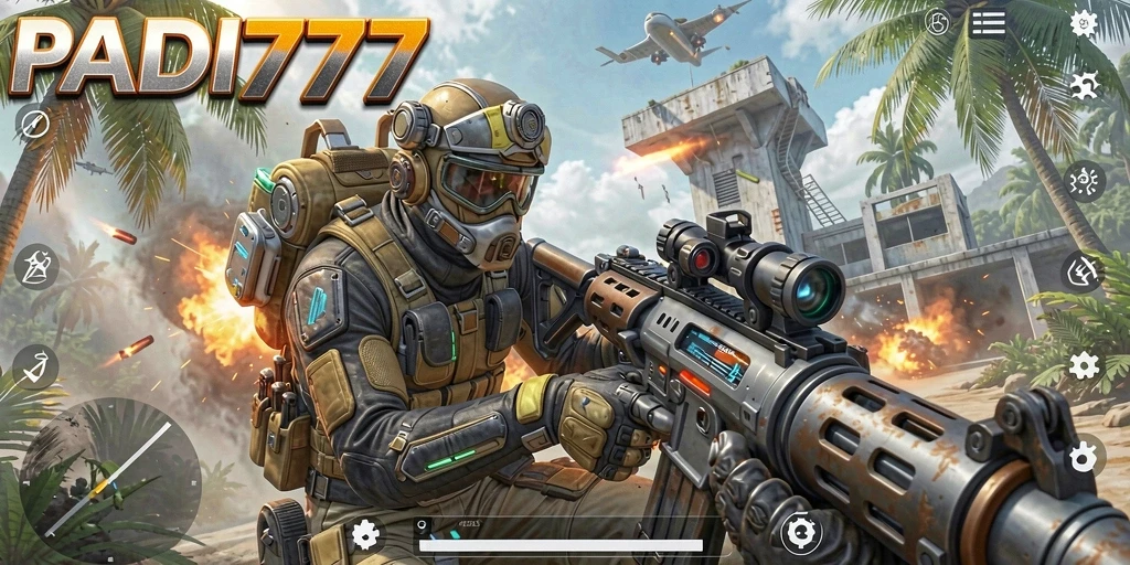 Tampilan gameplay seru PADI777 dengan aksi FPS yang intens.