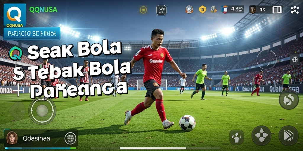 Tangkapan layar QQNUSA menampilkan aksi sepenuhnya dalam pertandingan sepak bola.