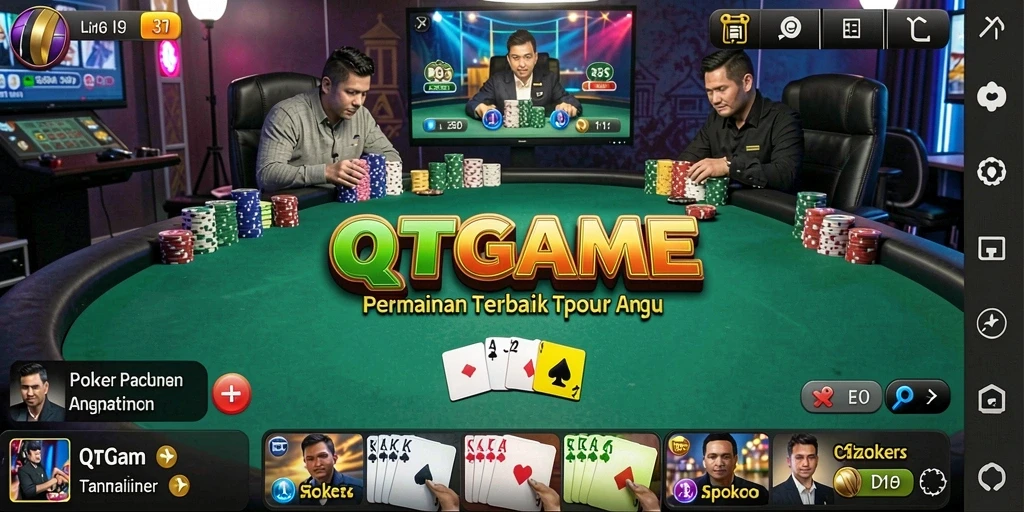 Tampilan permainan POKER yang seru dan menegangkan di QTGAME.