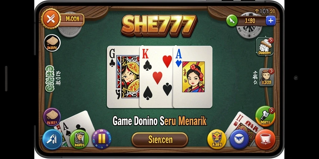 Tampilan menarik dari gameplay Domino di SHE777.