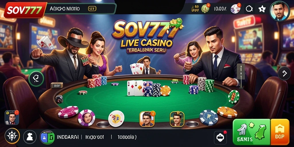 Gameplay mendebarkan SOV777 dalam Live Casino dengan dealer langsung.